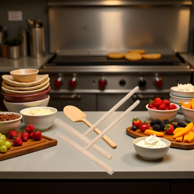 Alt view image 4 of 7 - 2 Pcs Wooden Crepe Maker Pancake Batter Spreader Stick Kitchen Cooking Utensils Tools for Restaurant Canteen Specially Supplies Practical Treatment Crepe Makers Specialty Appliances