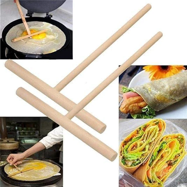 Alt view image 7 of 7 - 2 Pcs Wooden Crepe Maker Pancake Batter Spreader Stick Kitchen Cooking Utensils Tools for Restaurant Canteen Specially Supplies Practical Treatment Crepe Makers Specialty Appliances
