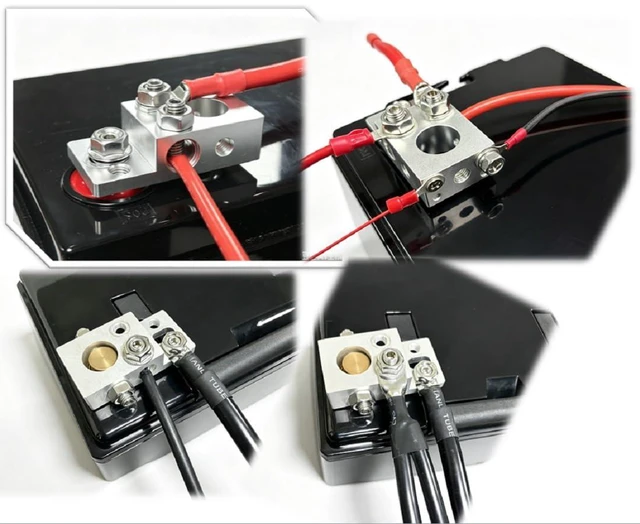 Alt view image 2 of 7 - 13-Way Battery Terminal Distro Block, Adapter with M8/6/4Threaded Studs,SAE DIN EN Battery Posts,8AWG-4/0 AWG Cables,for RV Marine Car Solar LiFePO4 Lithium & Lead Acid Batteries