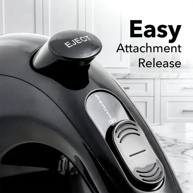 Alt view image 6 of 7 - 5-Speed Electric Hand Mixer with Storage Case,150W, Black HM151B | Stainless Steel Whisks, Compact Portable Design, Lightweight Handheld Mixer for Baking & Cooking
