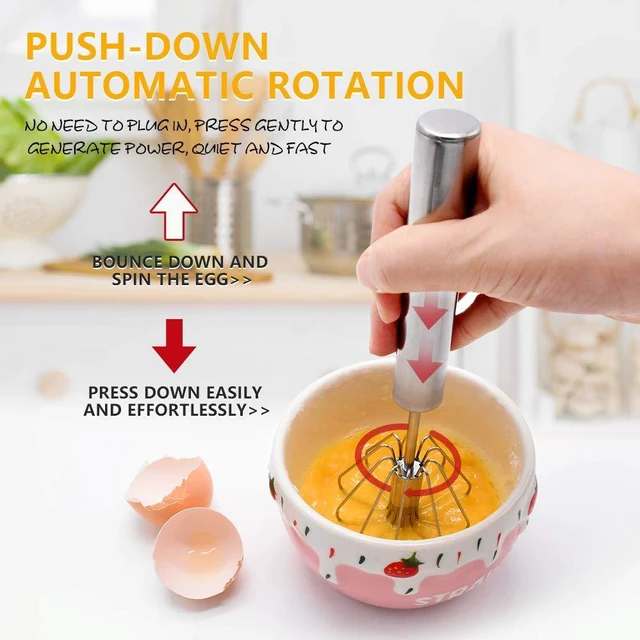 Alt view image 2 of 7 - Stainless Steel Eggbeater,egg scrambler,hand mixer, Rotating Semi-Automatic Eggbeater, Allows you to stir Easily Without Feeling Tired, for Making Cream of Egg Beater