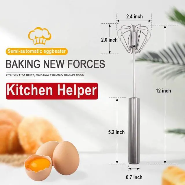 Alt view image 4 of 7 - Stainless Steel Eggbeater,egg scrambler,hand mixer, Rotating Semi-Automatic Eggbeater, Allows you to stir Easily Without Feeling Tired, for Making Cream of Egg Beater