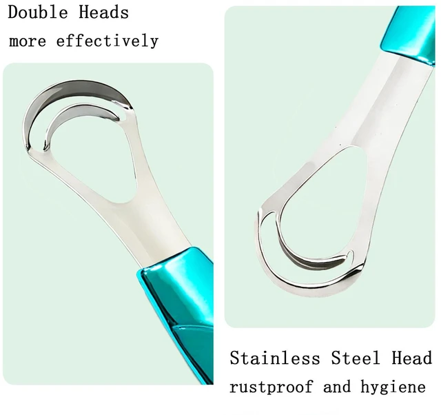Alt view image 2 of 7 - Stainless Steel Tongue Scraper,Tongue Cleaner for Adults,Blue | Ergonomic Tongue Scrubber to Removes Tongue Gunk & Bad Breath, Design with Portable Storage Case for Home & Travel Oral Care