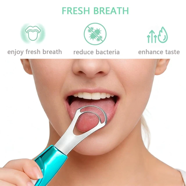 Alt view image 3 of 7 - Stainless Steel Tongue Scraper,Tongue Cleaner for Adults,Blue | Ergonomic Tongue Scrubber to Removes Tongue Gunk & Bad Breath, Design with Portable Storage Case for Home & Travel Oral Care