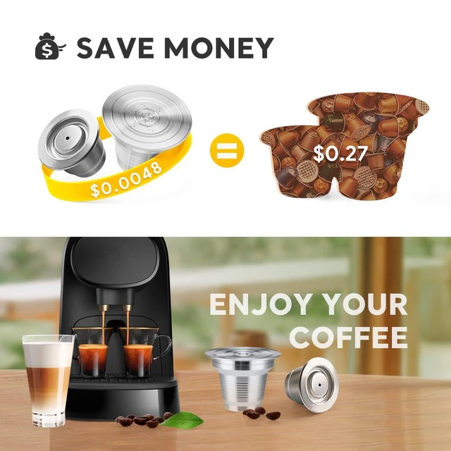 Alt view image 3 of 6 - Reusable Stainless Steel Coffee Capsules Compatible with L'OR B-arista LM8012/60 -Refillable Metal Espresso Pods for L'or, with Stainless steel spoon and tamper, 2pcs