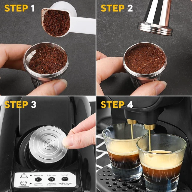 Alt view image 4 of 6 - Reusable Stainless Steel Coffee Capsules Compatible with L'OR B-arista LM8012/60 -Refillable Metal Espresso Pods for L'or, with Stainless steel spoon and tamper, 2pcs