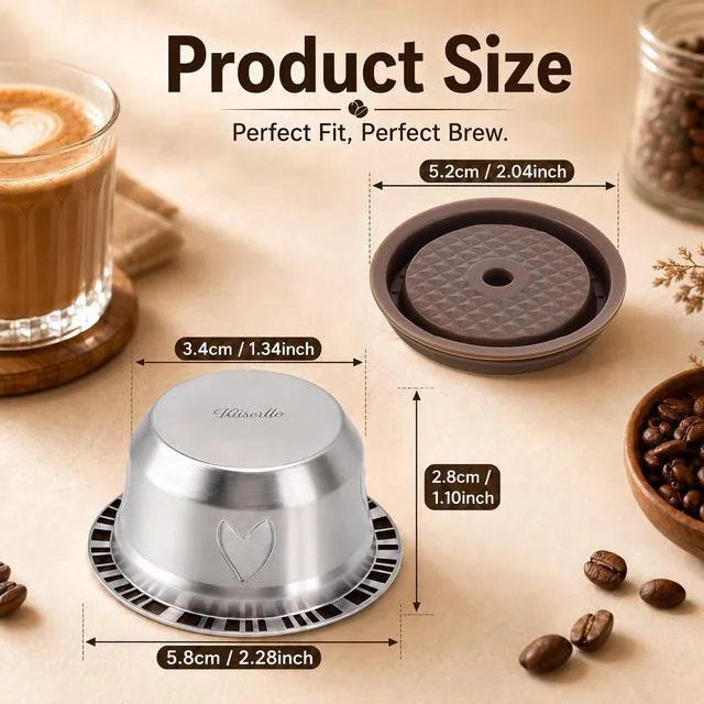 Alt view image 5 of 7 - Refillable Pods for Nespresso Vertuo Machine: Stainless Steel Reusable Coffee Capsule Kit with Spoon Brush 230ml Coffee Accessories for Nespresso Home Office Use