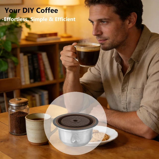 Alt view image 6 of 6 - Stainless Steel Reusable Coffee Pods 7.77oz/230ml Refillable Coffee Capsules Compatible with Nespr*sso V-rtuo NEXT POP PLUS GCA1 and ENV135,with 1 Pcs Silicone Lids (230ML)