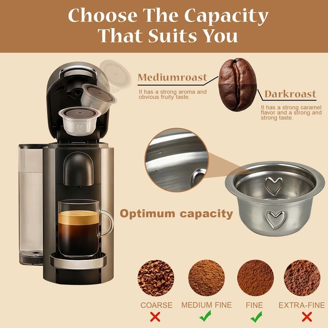 Alt view image 4 of 7 - Reusable Coffee Pods Kit, 80ml Stainless Steel Coffee Capsule with Silicone Lid, Spoon, Brush, Coffee Tamper, Tweezers