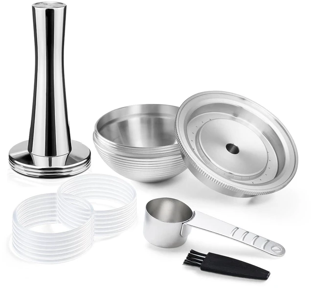 Main image of Stainless Steel Reusable Coffee Pods Compatible with Nespresso Vertuoline GCA1 and ENV135 Refillable Coffee Capsule Filter with Tamper Espresso Size 80ml/2.7oz