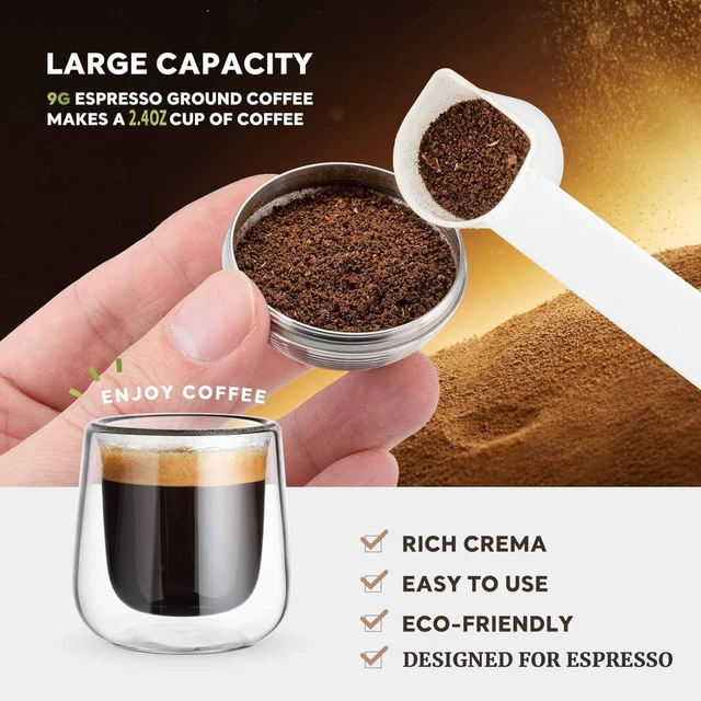 Alt view image 7 of 7 - Stainless Steel Reusable Coffee Pods Compatible with Nespresso Vertuoline GCA1 and ENV135 Refillable Coffee Capsule Filter with Tamper Espresso Size 80ml/2.7oz