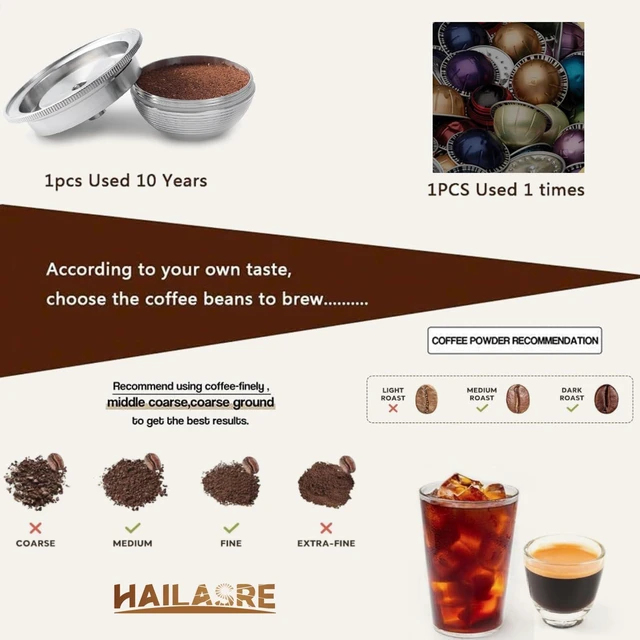 Alt view image 6 of 7 - Stainless Steel Reusable Coffee Pods Compatible with Nespresso Vertuoline GCA1 and ENV135 Refillable Coffee Capsule Filter with Tamper Espresso Size 80ml/2.7oz