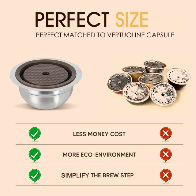 Alt view image 4 of 7 - 80ml/2.7oz Double Espresso Stainless Steel Reusable Coffee Pod, Fits Selected Nespresso Vertuo Machines: ENV150, ENV135, Next, Pop, GCAT, Plus