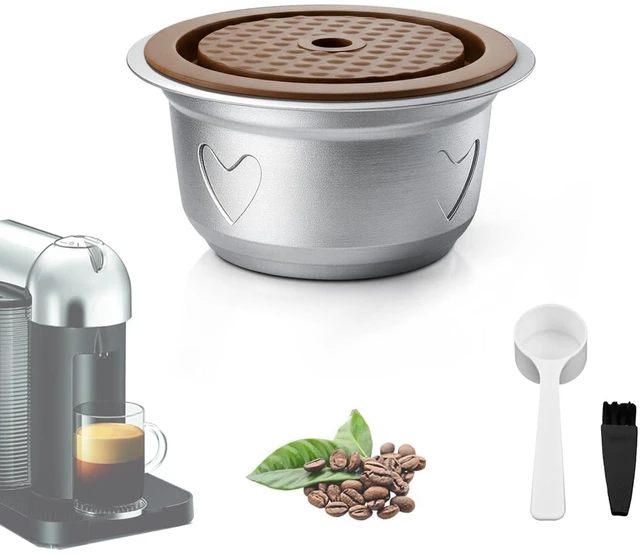 Main image of Stainless Steel Reusable Coffee Pods for Nespr*sso V-rtuo Refillable Coffee Capsules 7.77oz/230ml Compatible with V-rtuo NEXT POP GCA1 and ENV135,with 1 Pcs Silicone Lids