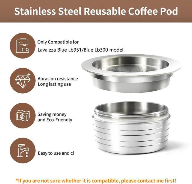 Alt view image 3 of 7 - Stainless Steel Reusable Espresso Coffee Pods ONLY for Lavazza Blue Lb951/Blue Lb300/Classy Plus Refillable Capsules Reusable Coffee Pods(1pcs)