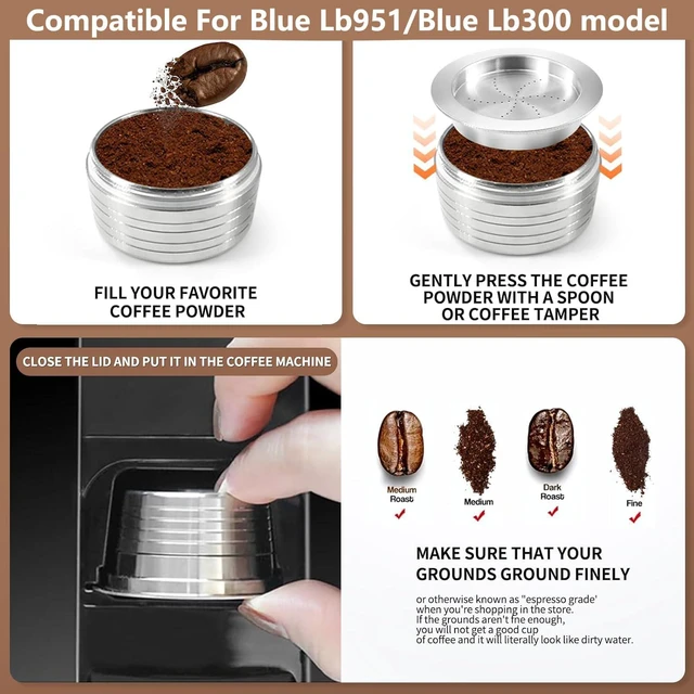 Alt view image 4 of 7 - Stainless Steel Reusable Espresso Coffee Pods ONLY for Lavazza Blue Lb951/Blue Lb300/Classy Plus Refillable Capsules Reusable Coffee Pods(1pcs)