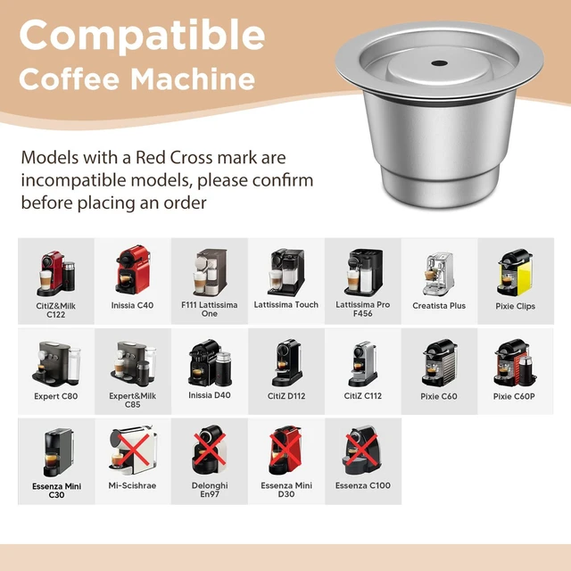 Alt view image 4 of 7 - Stainless Steel Coffee Pod, Metal Refillable Capsules for Nespresso | Matel Reusable Coffee Pods Kit Compatible With Nespresso Original Line