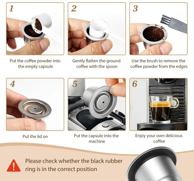 Alt view image 3 of 7 - Stainless Steel Coffee Pod, Metal Refillable Capsules for Nespresso | Matel Reusable Coffee Pods Kit Compatible With Nespresso Original Line