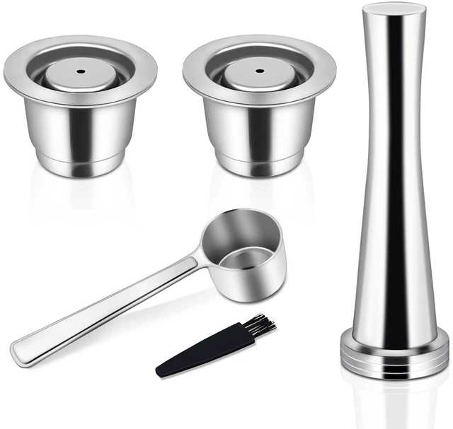 Main image of Reusable Coffee Pods, Stainless Steel Coffee Pods Refillable | 2Pcs Refillable Coffee Pods, Metal Coffee Pods Compatible with Original Line, Tamper+ Stainless Steel Spoon