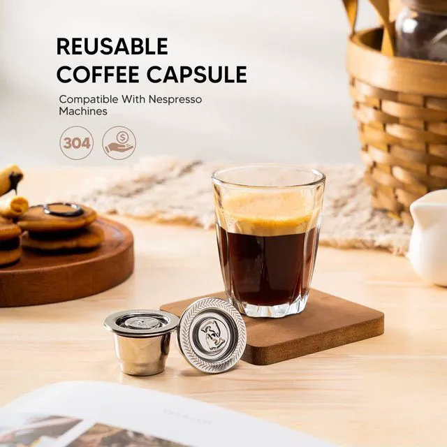 Alt view image 2 of 7 - Stainless Steel Reusable Coffee Capsules Fit For N espresso Capsules OriginalLine, Metal Refillable Espresso Coffee Filter Pods Compatible For N espresso Machines Brewers