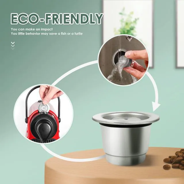 Alt view image 5 of 6 - Reusable Coffee Pods, Stainless Steel Coffee Pods Refillable | 2Pcs Refillable Coffee Pods, Metal Coffee Pods Compatible with Original Line, Tamper+ Stainless Steel Spoon