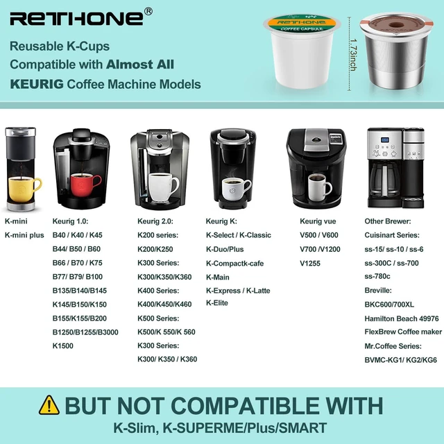 Alt view image 2 of 7 - K Cup Reusable Coffee Pods, Stainless Steel Reusable K Cups Compatible with Keurig 1.0 & 2.0 Coffee Machines Brewers Refillable K Cups (2 Pack)