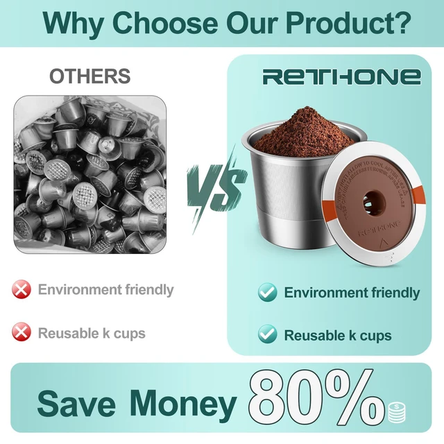 Alt view image 3 of 7 - K Cup Reusable Coffee Pods, Stainless Steel Reusable K Cups Compatible with Keurig 1.0 & 2.0 Coffee Machines Brewers Refillable K Cups (2 Pack)
