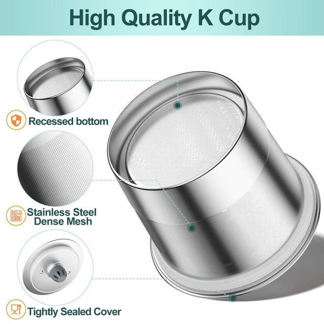 Alt view image 4 of 7 - K Cup Reusable Coffee Pods, Stainless Steel Reusable K Cups Compatible with Keurig 1.0 & 2.0 Coffee Machines Brewers Refillable K Cups (2 Pack)