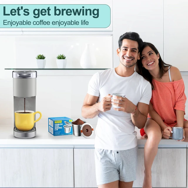 Alt view image 6 of 7 - K Cup Reusable Coffee Pods, Stainless Steel Reusable K Cups Compatible with Keurig 1.0 & 2.0 Coffee Machines Brewers Refillable K Cups (2 Pack)