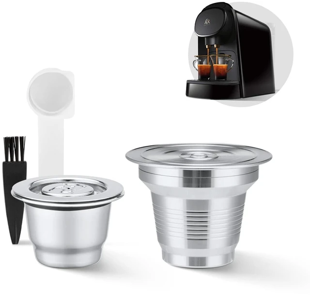 Main image of 2 Pcs Reusable Stainless Steel Coffee Capsules Compatible with L'OR Barista LM8012 / 60, Refillable Coffee Pods Metal L'or Espresso Pods(Big & Small)
