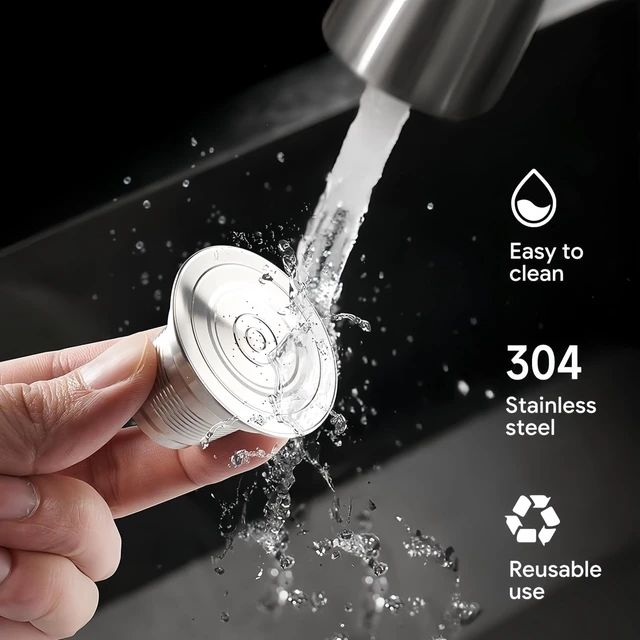 Alt view image 6 of 7 - 2 Pcs Reusable Stainless Steel Coffee Capsules Compatible with L'OR Barista LM8012 / 60, Refillable Coffee Pods Metal L'or Espresso Pods(Big & Small)