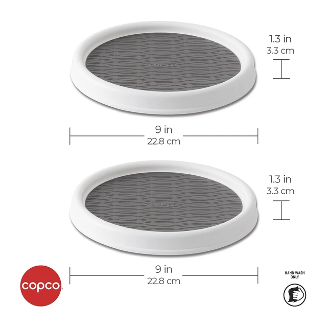 Alt view image 2 of 7 - Lazy Susan Turntable Organizer Set of 2, 9 Inch Rotating Cabinet and Pantry Storage, Nonslip Surface with Outer Rim, Wipe Clean
