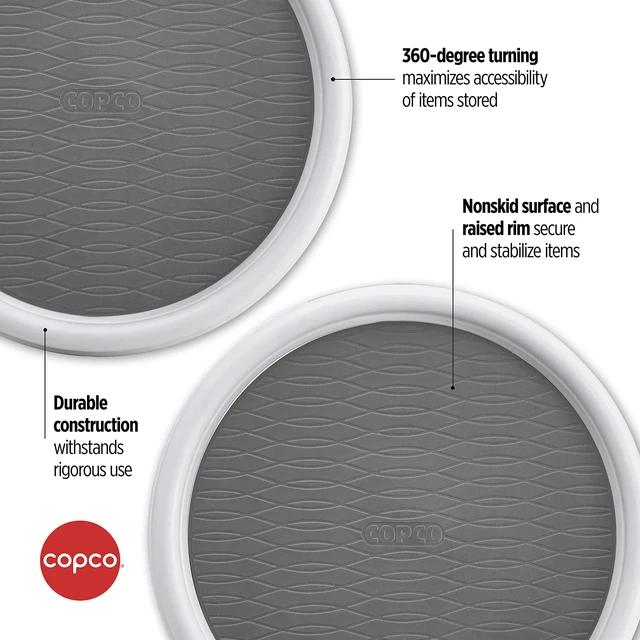 Alt view image 3 of 7 - Lazy Susan Turntable Organizer Set of 2, 9 Inch Rotating Cabinet and Pantry Storage, Nonslip Surface with Outer Rim, Wipe Clean