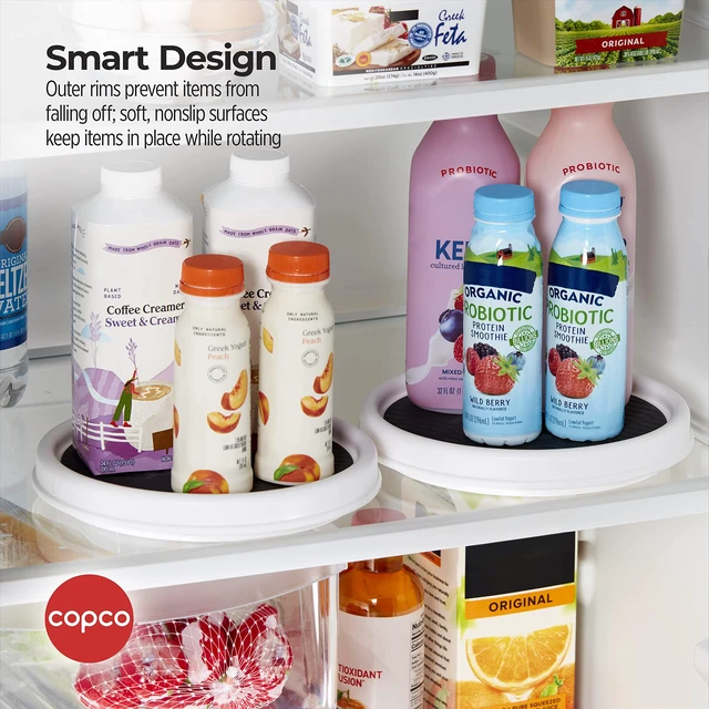 Alt view image 4 of 7 - Lazy Susan Turntable Organizer Set of 2, 9 Inch Rotating Cabinet and Pantry Storage, Nonslip Surface with Outer Rim, Wipe Clean