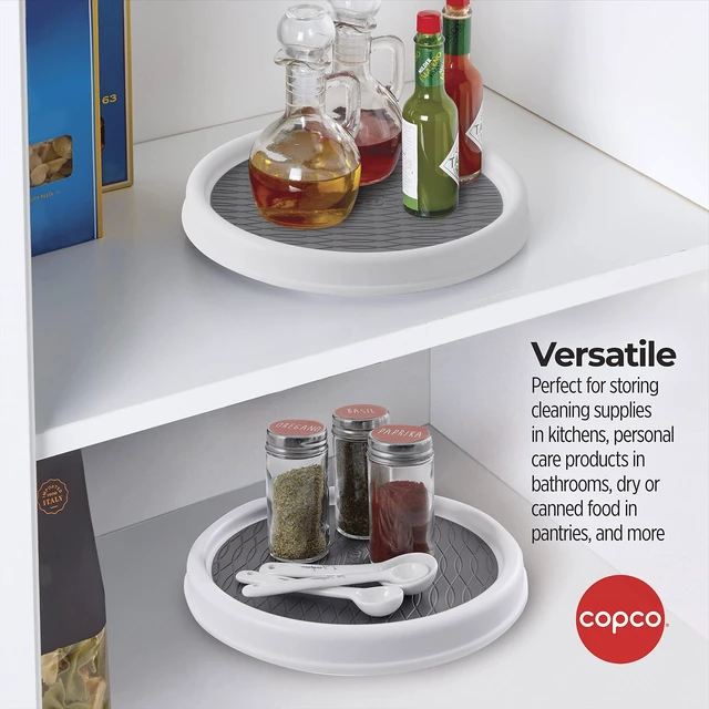 Alt view image 6 of 7 - Lazy Susan Turntable Organizer Set of 2, 9 Inch Rotating Cabinet and Pantry Storage, Nonslip Surface with Outer Rim, Wipe Clean