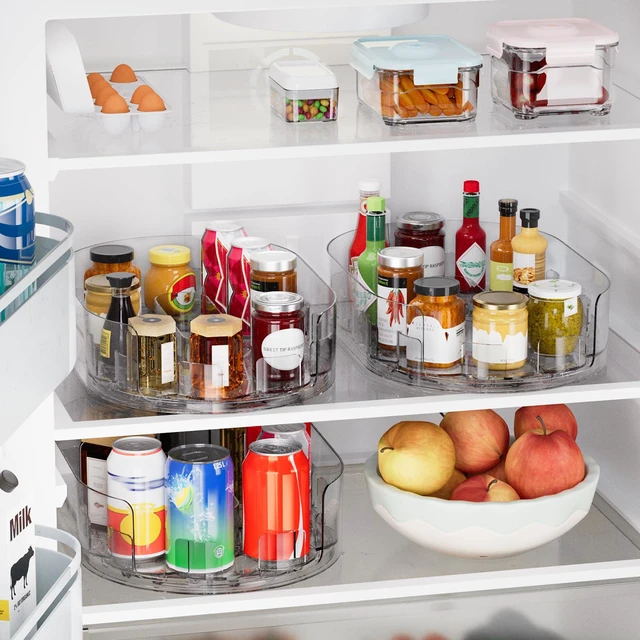 Alt view image 4 of 7 - Lazy Susan Organizer for Refrigerator, 13" x 8.5" Clear Rectangular Fridge Organizer Turntable for Condiments, Spice Racks Organizer for Cabinet, Pantry & Kitchen Countertop(1 Piece)