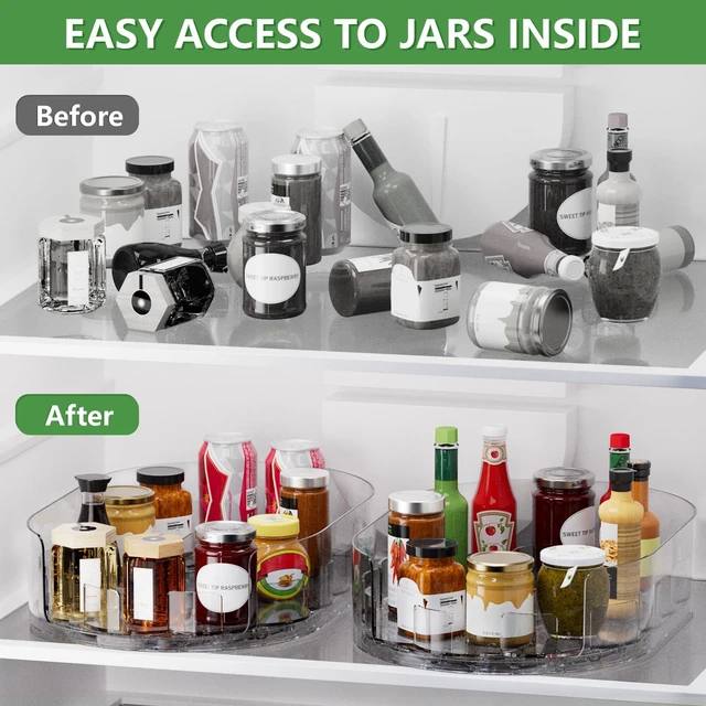 Alt view image 5 of 7 - Lazy Susan Organizer for Refrigerator, 13" x 8.5" Clear Rectangular Fridge Organizer Turntable for Condiments, Spice Racks Organizer for Cabinet, Pantry & Kitchen Countertop(1 Piece)