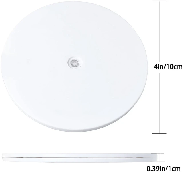 Alt view image 2 of 4 - 4 inch Lazy Susan Turntable White Acrylic Ball Bearing Rotating Tray for Spice Rack Table Cake Kitchen Pantry Decorating Bathrooms, 20-lb Load Capacity (360 Rotation)