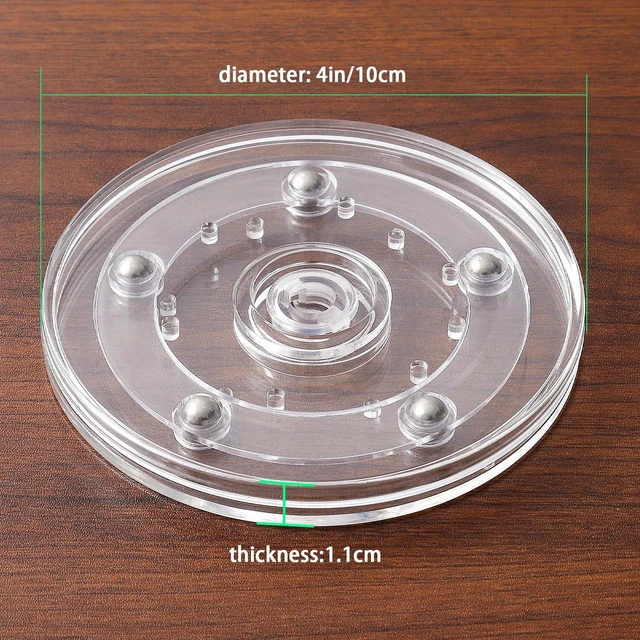 Alt view image 2 of 7 - 2 Pack 4" Clear Acrylic Lazy Susan Turntable - Small Ball Bearing Rotating Tray Cake Turntable for Decorating Lazy Susan Round Spinning Base for Crafts Cabinet Spice Rack