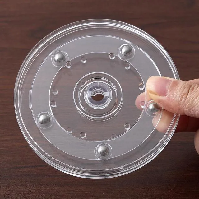 Alt view image 4 of 7 - 2 Pack 4" Clear Acrylic Lazy Susan Turntable - Small Ball Bearing Rotating Tray Cake Turntable for Decorating Lazy Susan Round Spinning Base for Crafts Cabinet Spice Rack