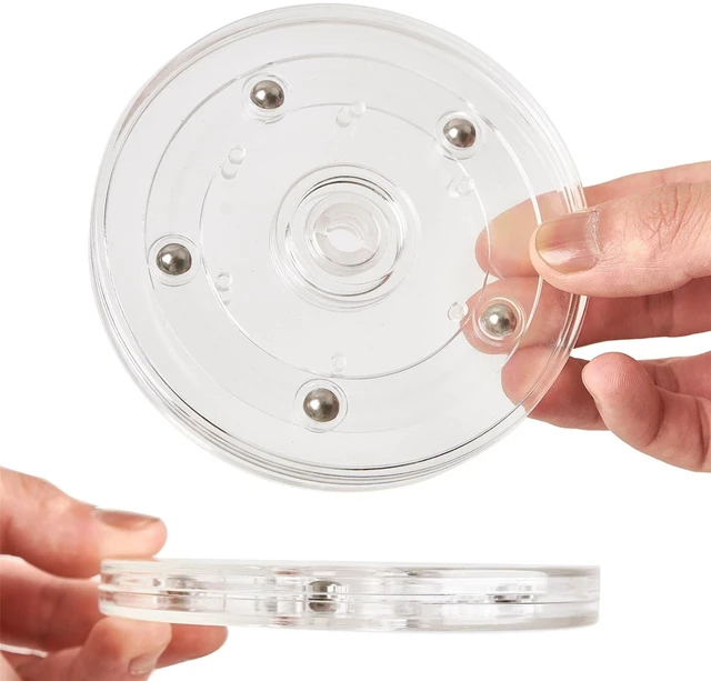 Alt view image 3 of 5 - 4 inch Small Lazy Susan Turntable Acrylic Ball Bearing Rotating Tray for Spice Rack Table Cake Kitchen Pantry Decorating Bathrooms, 20-lb Load Capacity (360 Rotation) Transparent