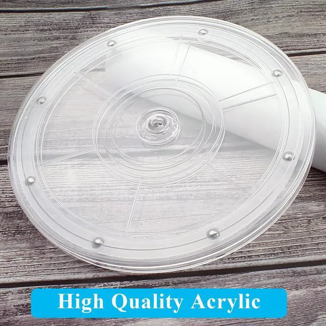 Alt view image 3 of 7 - 8 Inch Acrylic Turntable Platter, Transparent | Round Rotating Plate, For Kitchen Pantry Cabinet Organizer, Desk Rack Spice Organizer, Cake Cookie Decorating