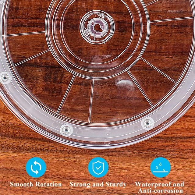 Alt view image 2 of 7 - 8 Inch Acrylic Turntable Platter, Transparent | Round Rotating Plate, For Kitchen Pantry Cabinet Organizer, Desk Rack Spice Organizer, Cake Cookie Decorating