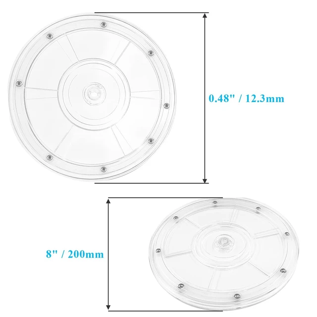 Alt view image 4 of 7 - 8 Inch Acrylic Turntable Platter, Transparent | Round Rotating Plate, For Kitchen Pantry Cabinet Organizer, Desk Rack Spice Organizer, Cake Cookie Decorating