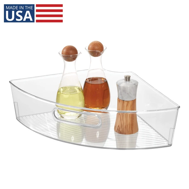 Alt view image 2 of 7 - Clear Plastic 1/4 Wedge Bin, Corner Lazy Susan Cabinet Style | Kitchen Cabinet Organizer