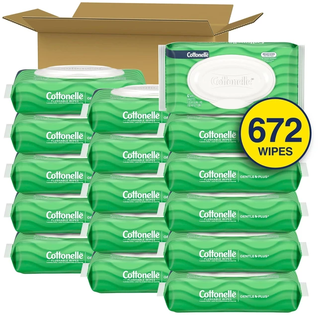 Alt view image 2 of 7 - GentlePlus Flushable Wipes, 16 Packs, 42 Wipes per Pack