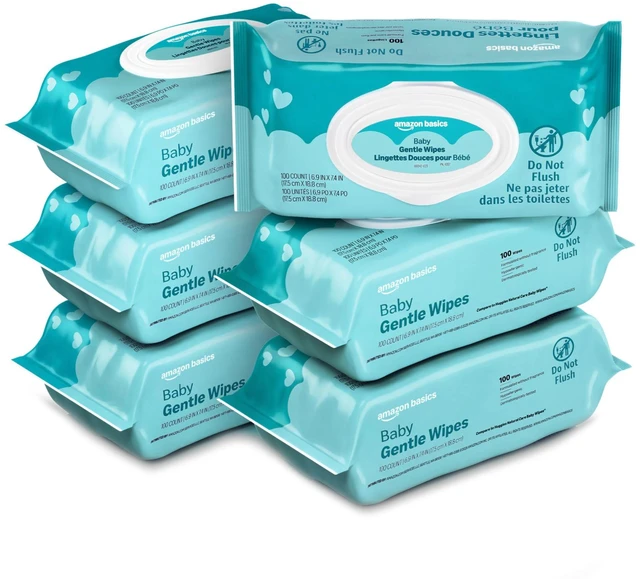 Main image of Gentle Baby Wipes, Formulated Without Fragrance, Hypoallergenic, 600 Count Total (6 Packs of 100 Count Each)