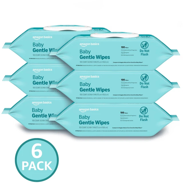 Alt view image 2 of 7 - Gentle Baby Wipes, Formulated Without Fragrance, Hypoallergenic, 600 Count Total (6 Packs of 100 Count Each)