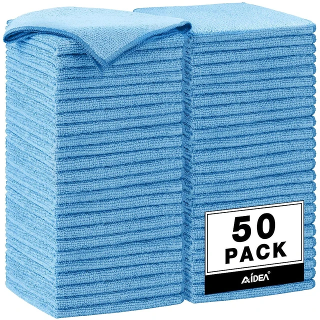 Main image of Microfiber Cleaning Cloth Blue-50PK,Microfiber Towels for Cars 12×12" | Blue Shop Towels, Dusting Cloth Cleaning Rags, Cleaning Towels for SUVs, House, Mechanic, Workshops, Cleaning Supplies