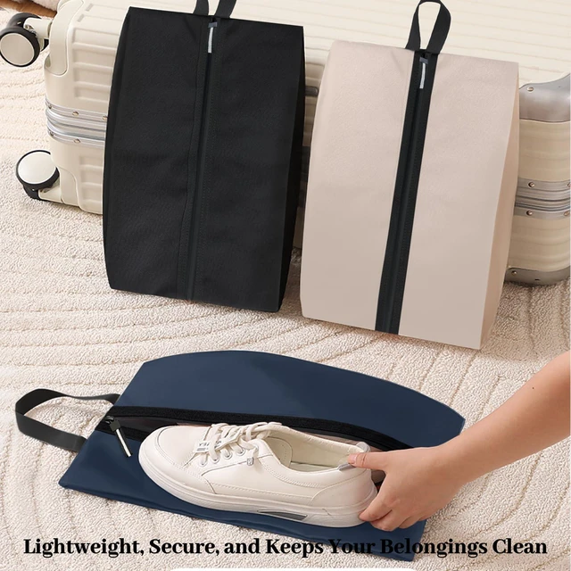 Alt view image 3 of 7 - Waterproof Shoe Bag Odor Absorbing Multifunctional Storage Lightweight Shoe Dust Bags with Zipper for Gym Sports Travel Work Men and Women(Navy Blue, 1-Pack)